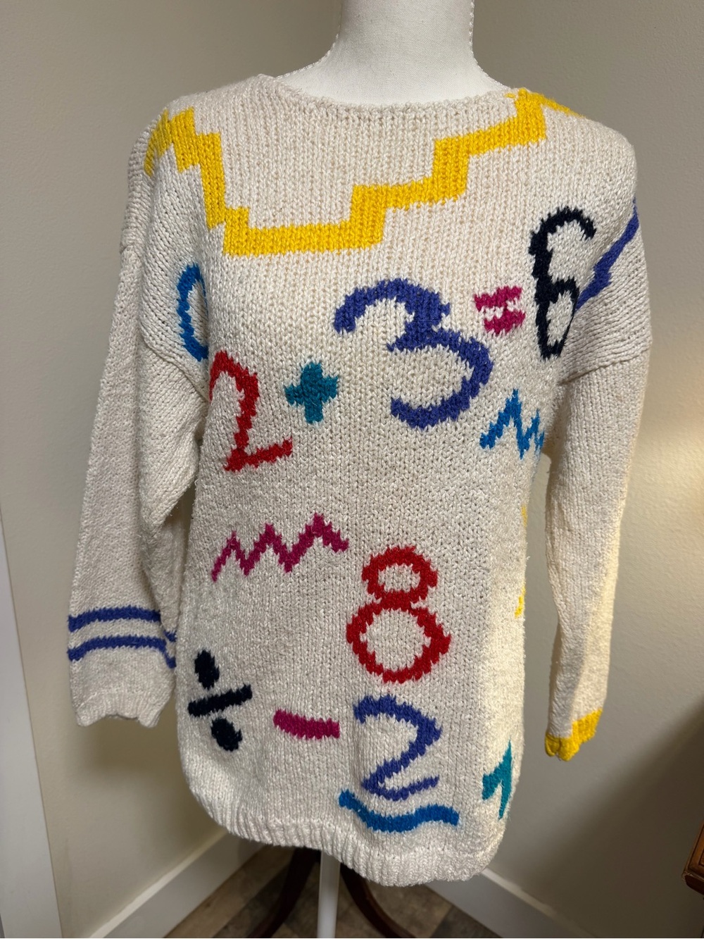 JEANNE PIERRE Vintage Sweater Math Teacher Professor 👩🏼🏫 Fun 1990s 80s Algebra